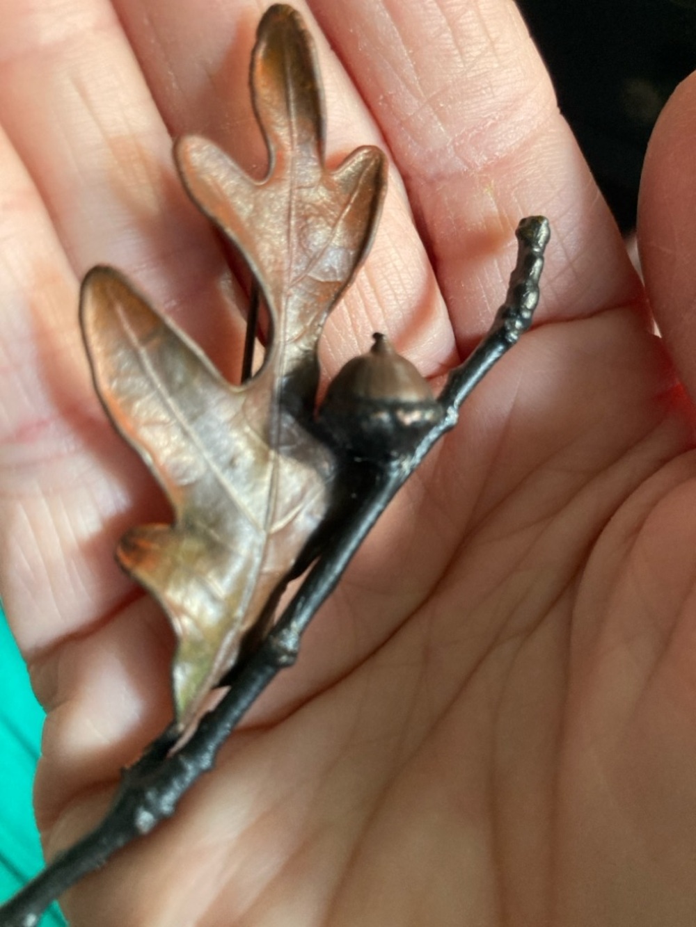 Nature's Creations Oak Leaf Acorn brooch pin - wearable art